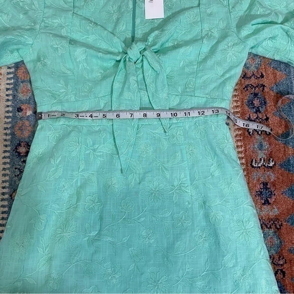 Kensie Girl NWT Medium Mint Green Floral Embroidered Puff Sleeve A Line Dress - Picture 8 of 9